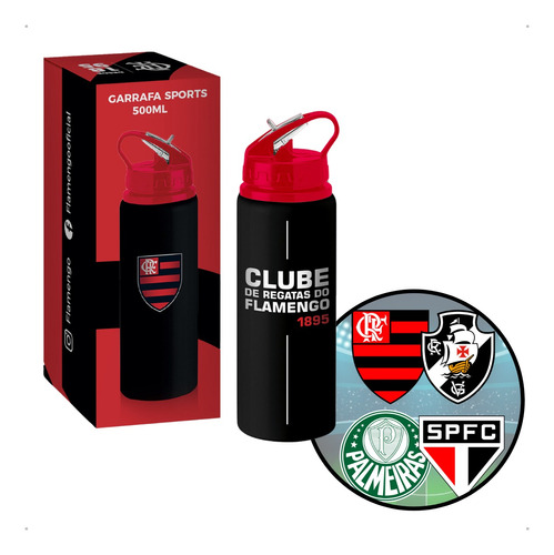 Garrafa Esportiva Academia Água Squeeze Alumínio 500ml Times