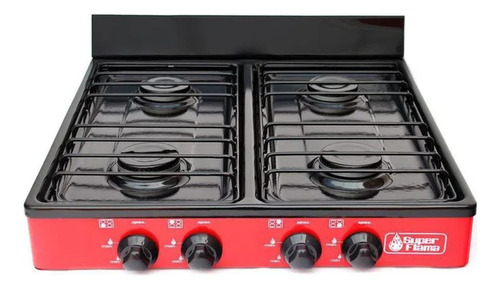 Parrilla 4 Quemadores De Gas Color Rojo Marca Superflama