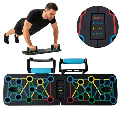 Prancha Para Flexão De Braço Suporte Apoio Musculação Treino Resistencia Aparelho Peito Costas Biceps Aletronix