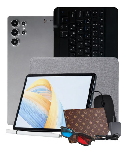 Tableta Android Tablet 10.1'' 16+512gb Con Teclado 2 Sim Gps Color Gris Claro