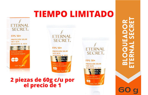 Bloqueador Solar 50+ Fps Eternal Secret Alta Proteccion 120g