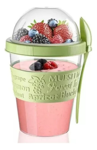 Vaso Para Yogurt Frutas Y Cereales + Cuchara 600ml Titiz