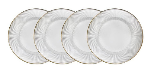 Set 4 Platos Base De Vidrio Con Orilla De Oro 33 Cm Dk-24_4