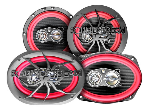 Kit Par Bocinas De 6x9 Y Par De 6.5  4 Vias By Soundstream