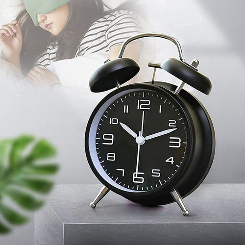 Reloj Despertador Analógico De 4 Pulgadas Con Luz Nocturna Blanco
