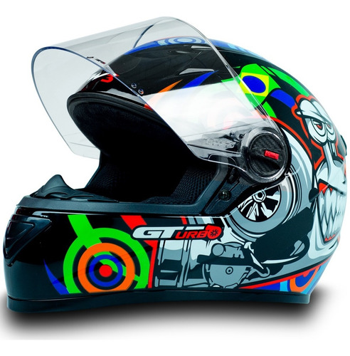Imagem 2 de 6 de Capacete Para Moto Integral Fw3 Gt Turbo Caracol Preto