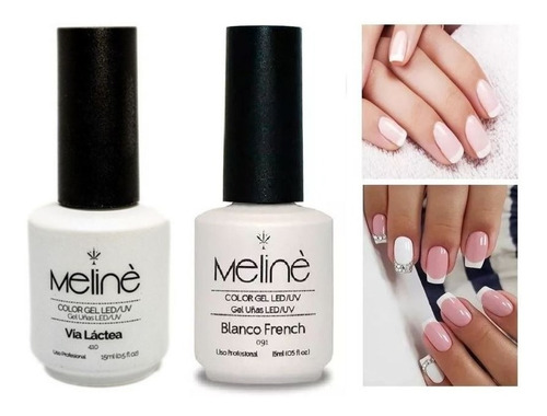Meline 15ml Gel Led Uv Blanco French + Via Lactea Original