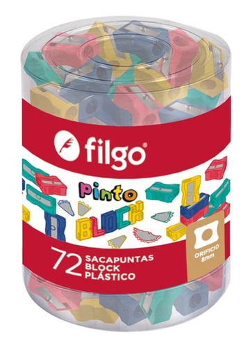 Sacapuntas Colores Filgo Pinto Block Pote X 72 Unidades