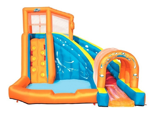 Parque Acuático Alberca Inflable Huracan Con Tunel Infantil Color Naranja