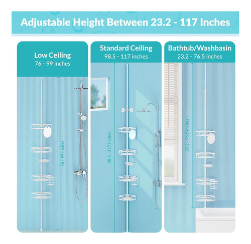 Timiano Shower Caddy Tension Pole, Ducha Caddy 4