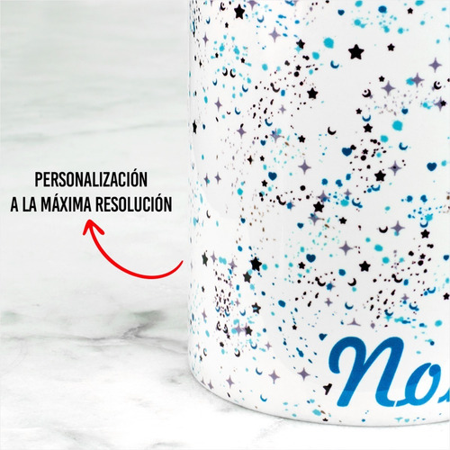 Taza Estrellas Azules Y Moradas Personalizada Con Nombre