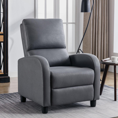 Sofá Reposet Reclinable Individual Tapizado De Tela Sillón Acolchado Color Gris Kingshouse