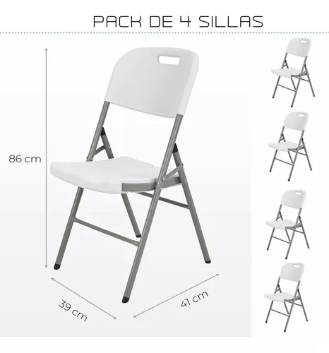 Set De 4 Sillas Plegables Comedor Exterior Jardin Plastico