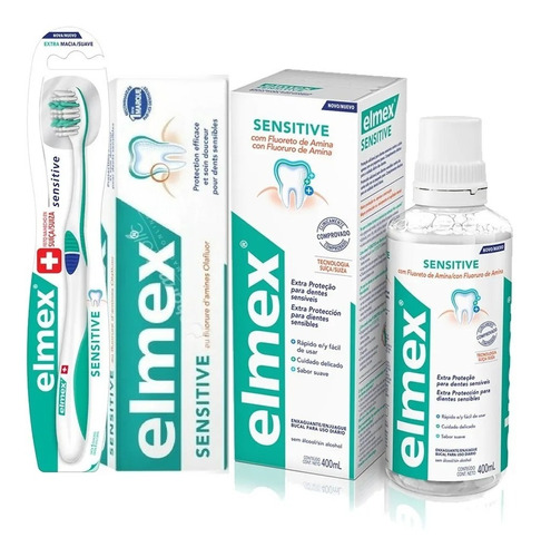 Kit Elmex Sensitive Cepillo + Pasta + Enjuague Bucal