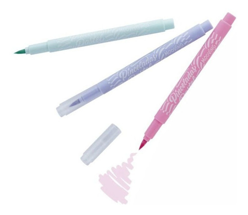 Imagen 2 de 2 de Marcadores Mooving Punta Pincel Pastel X6 Colores Pincelados