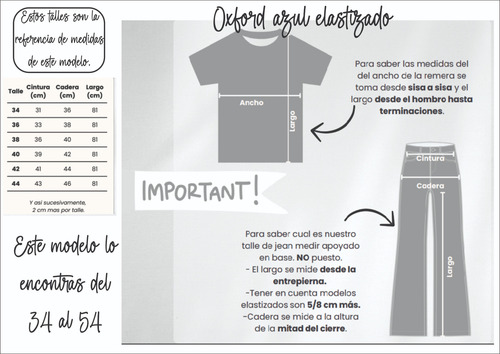 Jean Oxford Azul Elastizado Para Mujer - Maria Gabriela