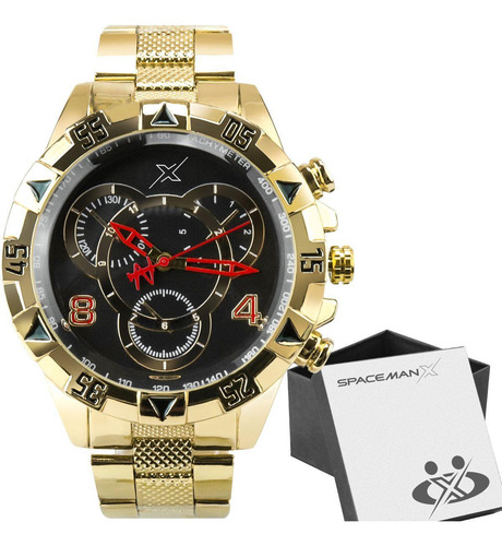 Relogio Masculino Aço Inoxidavel Dourado + Premium Caixa