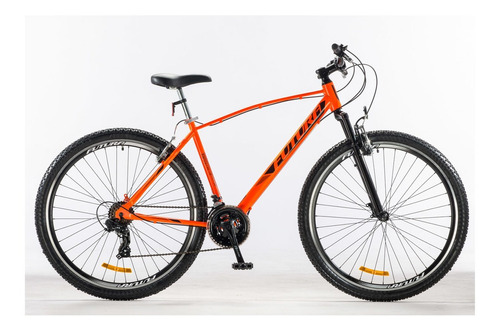Mountain bike Futura Lynce R29 frenos v-brakes cambios Shimano color naranja neón con pie de apoyo  