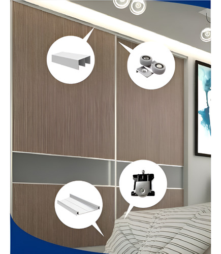 Kit Frente De Placard Aluminio Classic Grupo Euro 3m