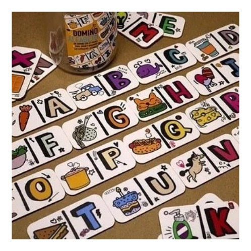 Imagen 4 de 8 de Domino Abecedario Juego Didáctico Fichas De Madera
