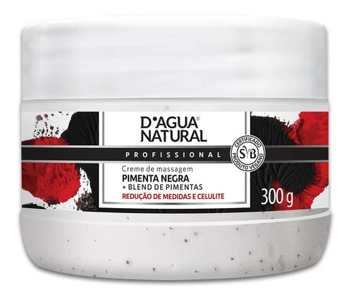 Creme Massagem Pimenta Negra 300g Dagua Natural