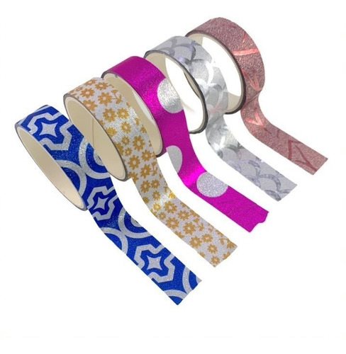 Imagem 3 de 5 de 10 Rolos De Fita Adesiva Decorativa Washi Tape Artesanato
