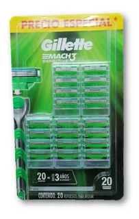 Gillette Mach3 Sensitive 20 Repuestos Para Afeitar