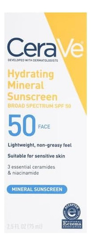Cerave Mineral De Protección Solar Hidratante Spf50 Rostro
