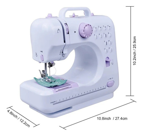 Maquina De Coser Portátil 12 Puntadas Pedal Color C/luz