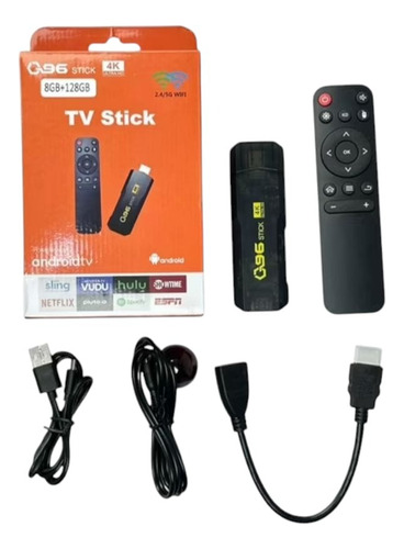 Tv Box Stick Q96 Android Tv 4k Ultra Hd 8gb+128gb Color Negr