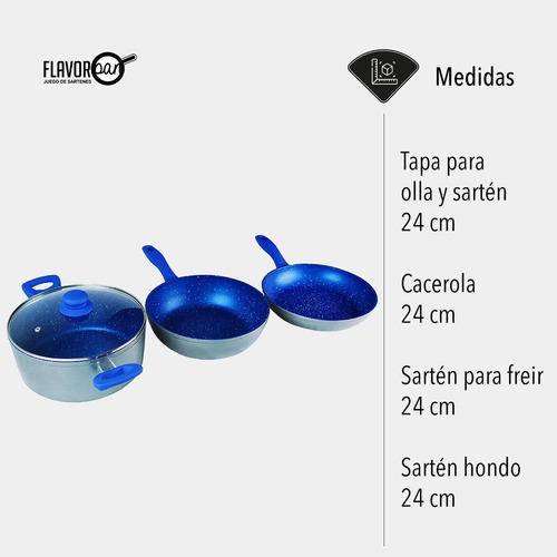 Imagen 2 de 6 de Juego Sartenes Stone Antiadherentes Tefal Zafiro Flavor Pan