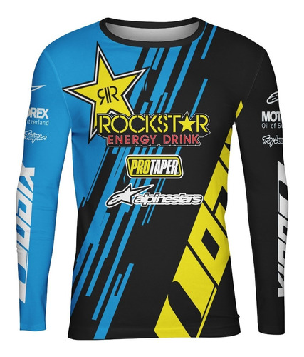 Playera  Full Print Jersey Deporte Extremo Rocks Star Azul 5