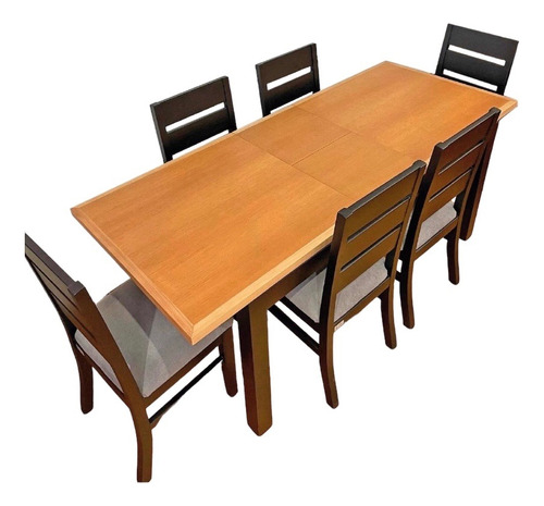 Juego De Comedor- Mesa Extensible- 6 Sillas - Madera Maciza