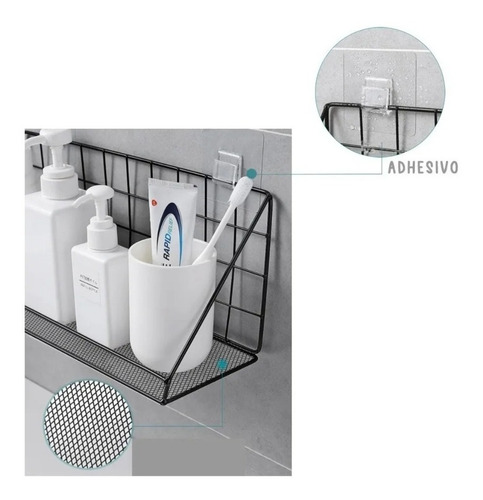 Imagen 3 de 8 de Organizador Repisa Flotante Multiuso Adhesivo Acero Inox 3kg