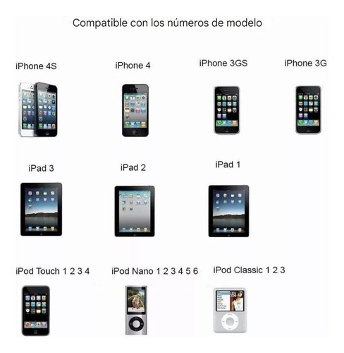 5 Pzas Cargador Para Ipod, Iphone Y Ipad Primeros Modelos.