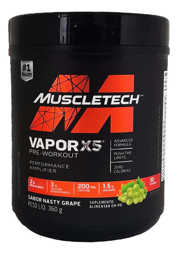 Vapor X5 360 G Sabor Nasty Grape - Muscletech - Pré Treino