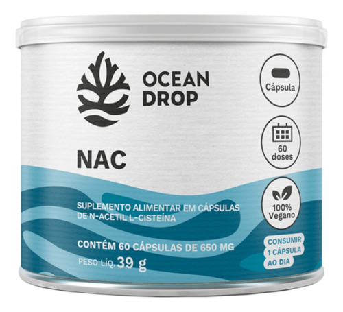 Nac (n-acetil + L-cisteína) 60cps - Ocean Drop Sabor Sem Sabor