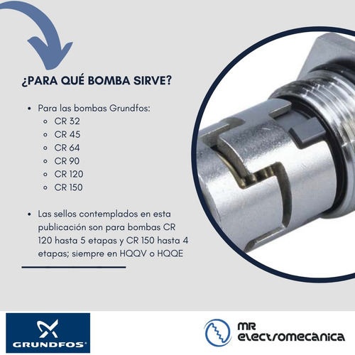 Imagen 3 de 10 de Sello Mecánico Bomba Grundfos Cr Large Grande
