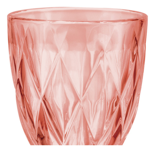 Caja 24 Piezas Copa Labrada De Vidrio Agua Libia Rosa 335ml