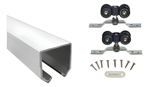 Kit Carretillas S/ Freno C/ Riel 1.5m P/ Puertas Corredizas