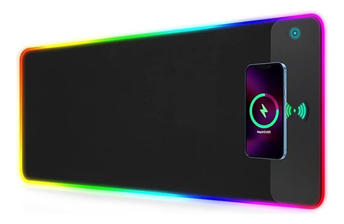 Mousepad Gamer Xl Carga Inalámbrica Rgb Philco Pro Negro