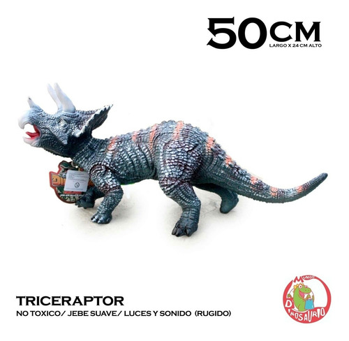 Imagen 2 de 4 de Dinosaurio Grande Realista Jebe Suave - Triceratops Jurassic