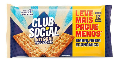 Biscoito Integral Tradicional Com 12 Unidades Club Social
