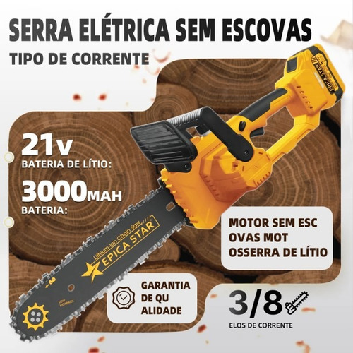 Mini Motosserra Elétrica 21v Portátil Sabre 12 Polegadas