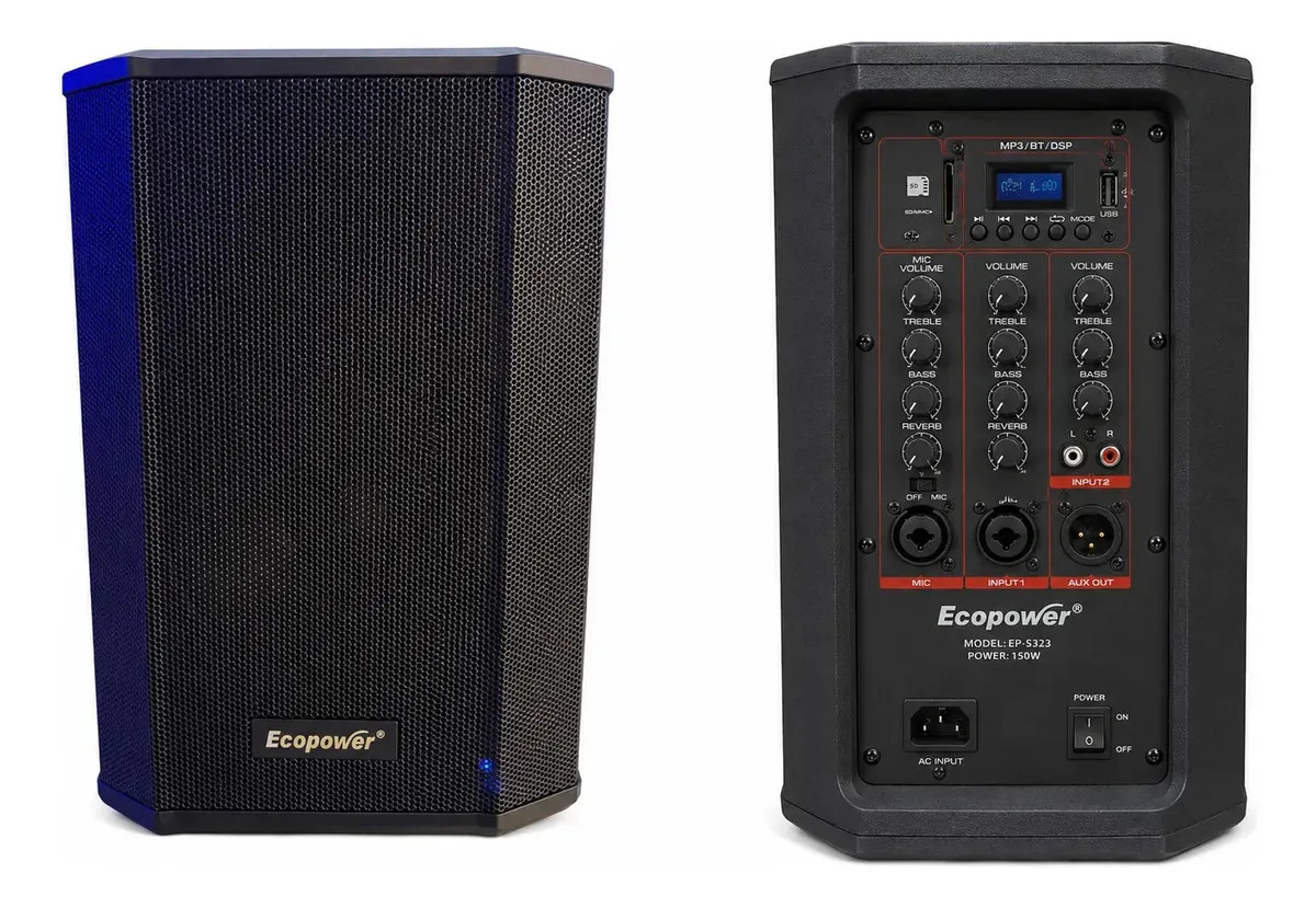 Alto-falante Portátil Ecopower EP-s323 Bluetooth Preto 150W RMS
