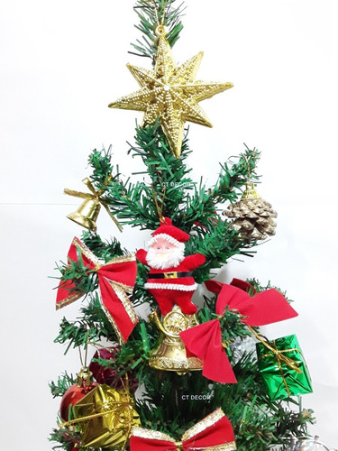 Arvore De Natal Pequena Decorada Bola Laço Papai Noel 60cm | MercadoLivre