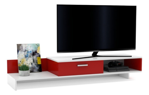 Mesa Para Tv Led Rack Sala Cajon Mueble Moderno La Font H/55 Color Rojo