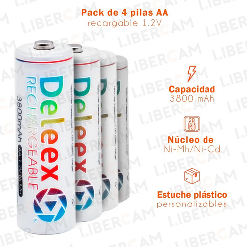 Imagen 3 de 10 de Pila Bateria Recargable Aa Blister Pack X 4 3800mah Pilas