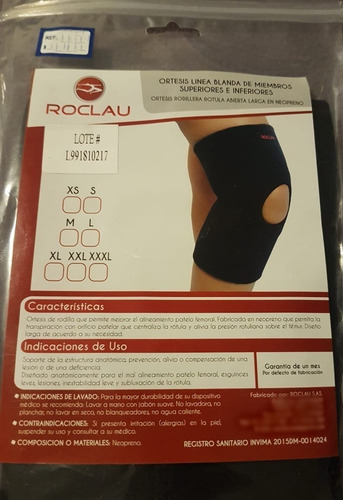 Rodillera Rotula Abierta Larga En Neopreno