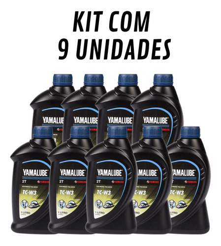 Óleo 2 Tempos Motor Popa Yamalube Tc-w3 1 L Kit C/ 9 Unidade